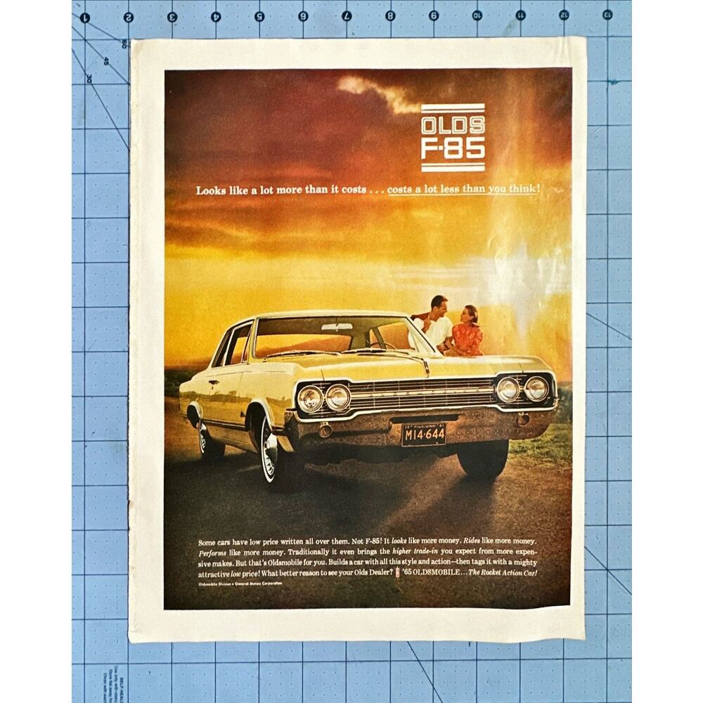 1965 Oldsmobile F-85 Hardtop Color Vintage Original Print Ad